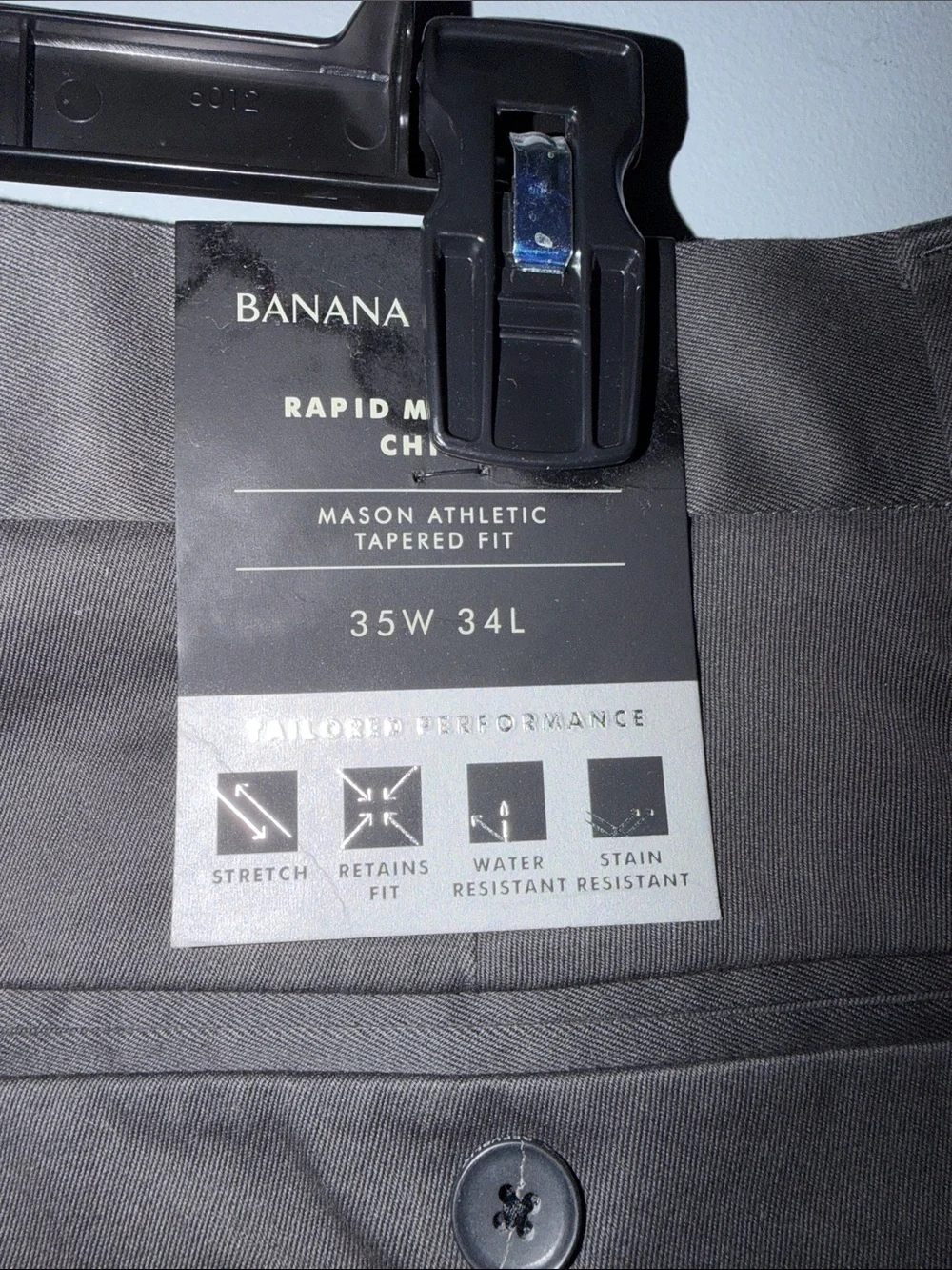 Banana Republic Men's Dark Charcoal Mason Athletic Tapered Fit Chinos